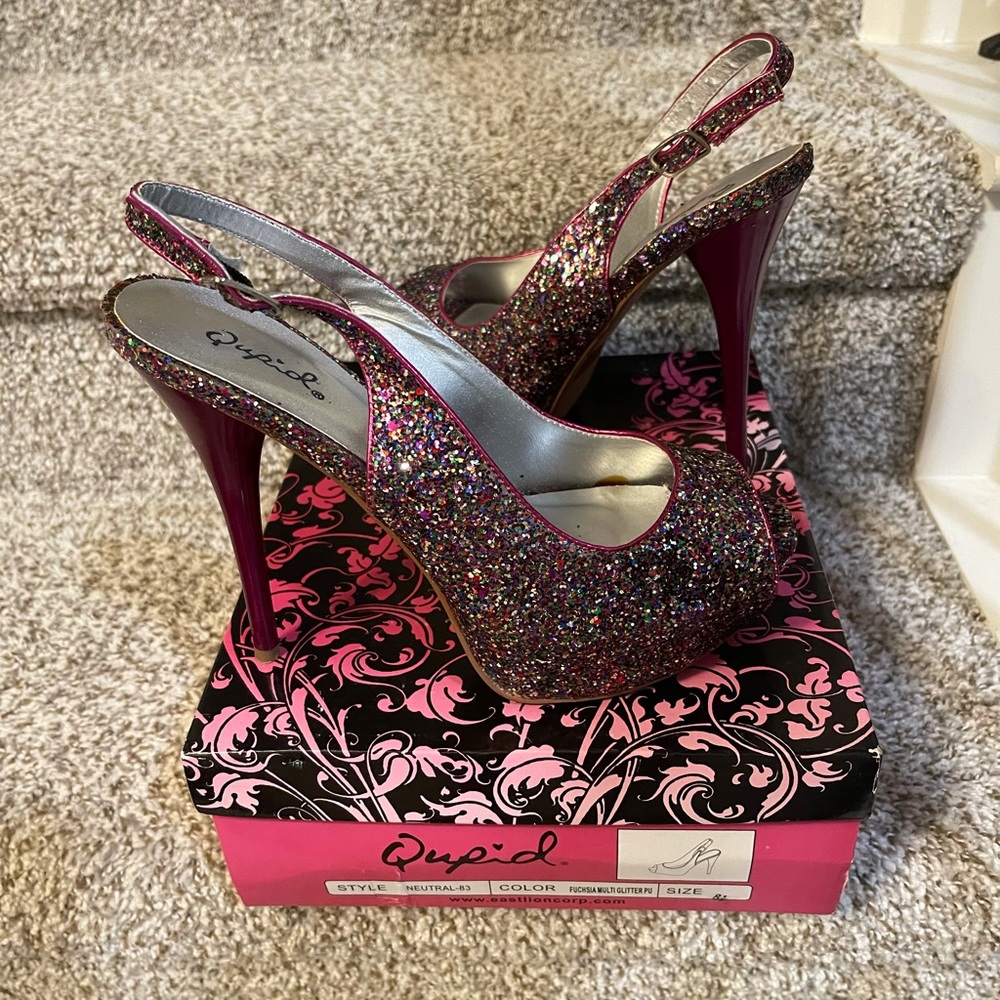 Multicolored Glitter Ladies Heels